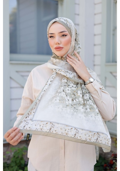 Mimiyum Lemon Flower Nayf İpek Şal - Toprak