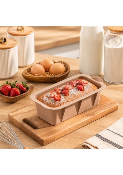 Porsima 30003-1 Silikon Ekmek Kalıbı Dikdörtgen Kek Kalıbı Krem 7 25cm Diğer