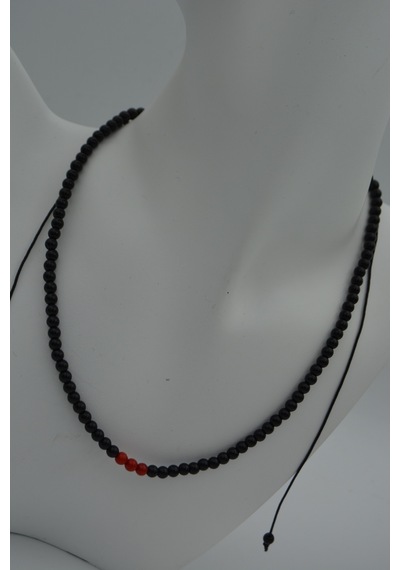 Stoneage Jewellery Mercan Ve Oniks Taşlı  Kolye Sarı