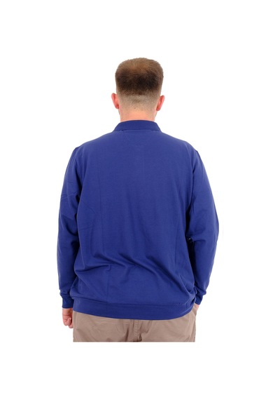 Mode Xl Büyük Beden Erkek Polo Yaka Sweatshirt Nakışlı U24340 İndigo İndigo