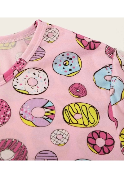 Merry See Kısa Kollu Alt Uzun Donut Baskılı Pijama Takımı 001