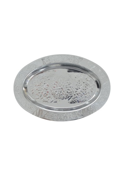 Paslanmaz Çelik Oval Tepsi 304 Kalite Krom Kaplama, Dekoratif Ve Servis Amaçlı Tabak 30 Cm