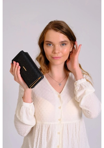 Just Polo Kadın Yeni Sezon Büyük Boy Cüzdan Siyah Camel