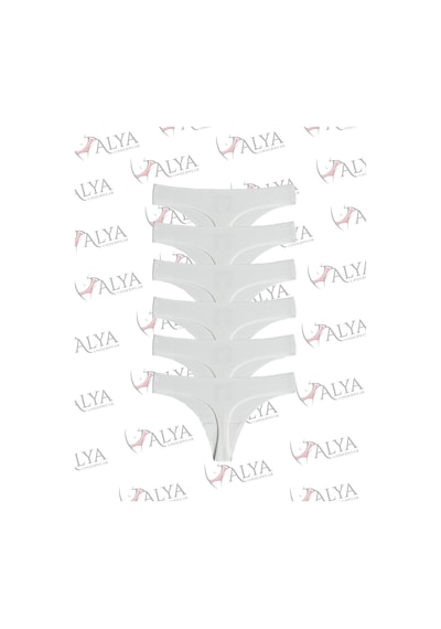 Alya Underwear Lazer Kesim Dikişsiz Tanga Külot, Seamless String 6'lı Paket Beyaz