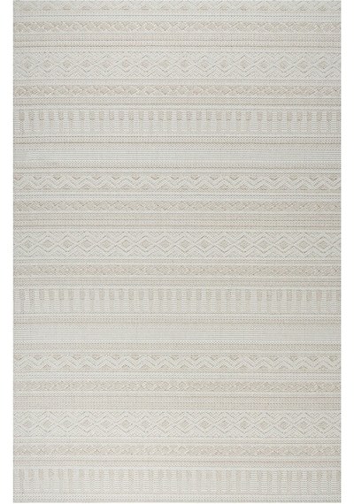 Modern Geometrik Tasarımlı Jüt Dokuma Loop Sisal Bej Halı Bej