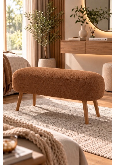 Lona Bukle Kumaş Modern Bench Puf Çok Amaçlı Yatak Ucu Ve Antre Bankı Taba