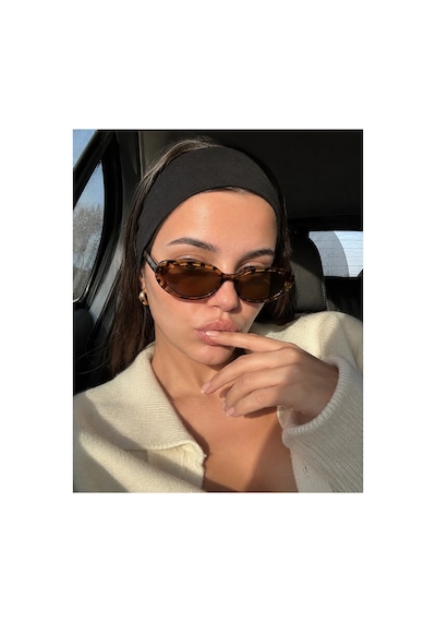 Lüks Slim Oval Leopar Desenli Uv400 Korumalı Ultra Hafif Kadın Güneş Gözlüğü Kahverengi