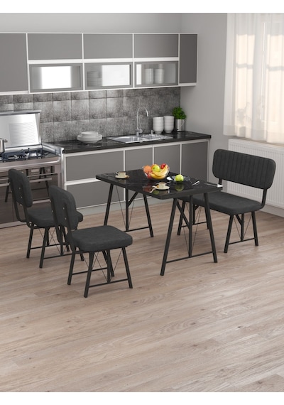 Hayat 70x110 Bendir Mutfak Masası, Mutfak Masası Takımı, Yemek Masası, 2 Sandalye 1 Bench - Antrasit Antrasit Hayat 70x110 Bendir Mutfak Masası, Mutfak Masası Takımı, Yemek Masası, 2 Sandalye 1 Bench - Antrasit Antrasit