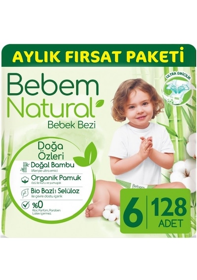 Bebem Natural Bebek Bezi Ultra Fırsat Paketi Extra Large 128 Adet