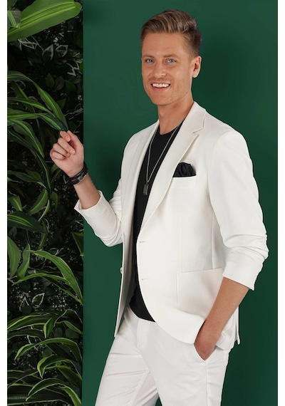 Efor C 643 Slim Fit Ekru Spor Ceket Ekru