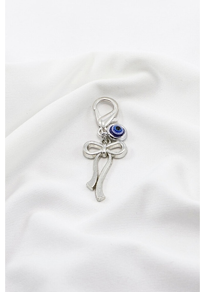 Metal Fiyonk Metal Nazar Boncuğu Klipsli Küçük Charm Anahtarlık C
