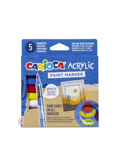 Carioca Akrilik Paint Marker Su Bazli Fırça Uçlu 5'li 124-Pembe