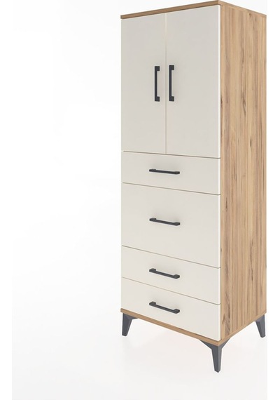 Hyperion Dolap 3 Raflı 4 Çekmeceli 2 Kapaklı 60x44x163 Çam-ay... Çam