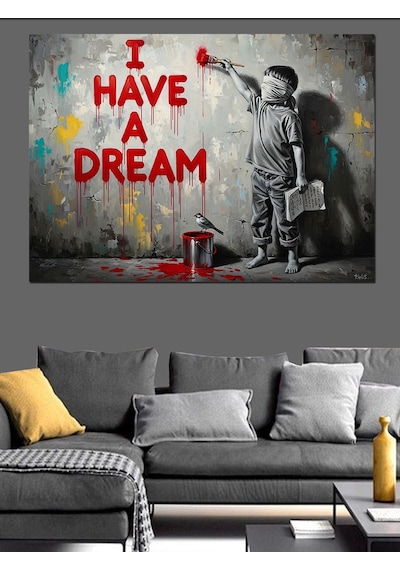 I Have A Dream Yazısı Ve Çocuk Dekoratif Kanvas - Mdf Ahşap Tablo