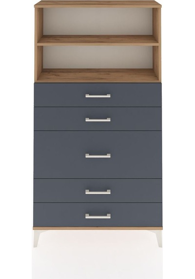 Arges Dolap 2 Raflı 5 Çekmeceli 88x30x163 Çam-antrasit Atlas Çam