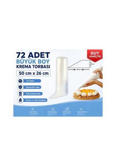 72 Adet Büyük Boy Krema Torbası