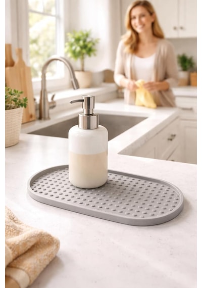 Tr Silikon Yağdanlık Ve Sıvı Sabunluk Altlığı 24x12 Cm Kaymaz Isıya Dayanıklı Kolay Temizlenebilir Mutfak Ve B Diğer
