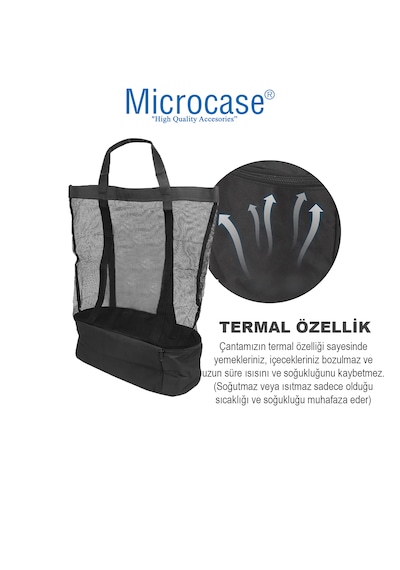 Microcase 2 Katlı 50lt Termal Buzluk Bölmeli Plaj Seyahat Çantası Al4519 Siyah
