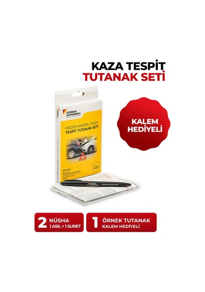 Kaza Tespit Tutanak Seti: 2 Adet Nüsha, 1 Adet Örnek Nüsha Ve Kalem