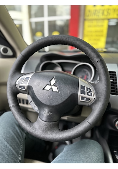 Mitsubishi Lancer 2010-2012 Araca Özel Dikmeli Direksiyon Kılıfı Siyah