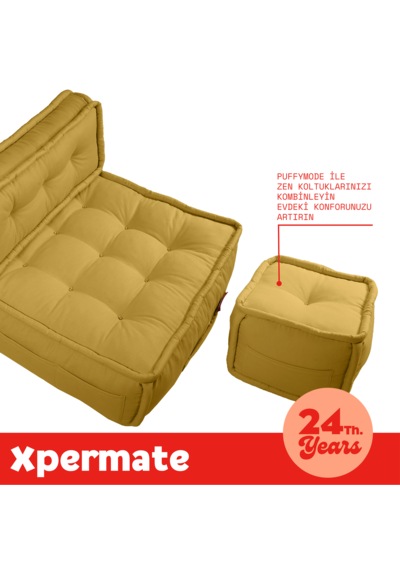 Xpermate Duoflex Sırtlı Minder İskandinav 80x80x30 Hardal