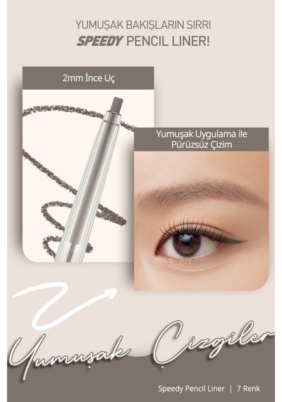 Suya Dayanıklı Kolay Kullanım Sunan Göz Kalemi Peripera Speedy Pencil Liner 4 Soft Ash