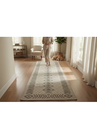 Yüksek Emici Pamuk Dokuma Banyo Halısı - Pamuklu Kaymaz Taban Kilim 40 X 60 Ebatlarında Bej - Açık Bej