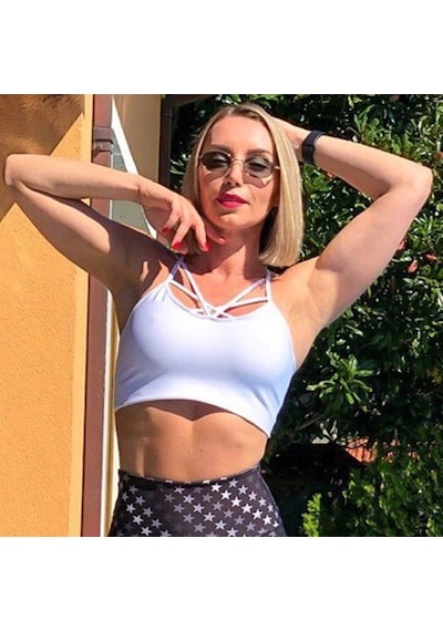 Lismina Sırtı Halkalı İp Detaylı Spor Büstiyer - Sporcu Sütyeni Beyaz