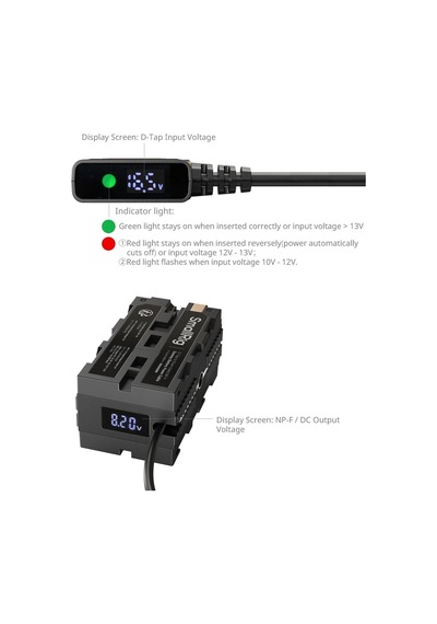 Smallrig 4884 D-tap - Çift Taraflı Np-f Sahte Pil Güç Kablosu