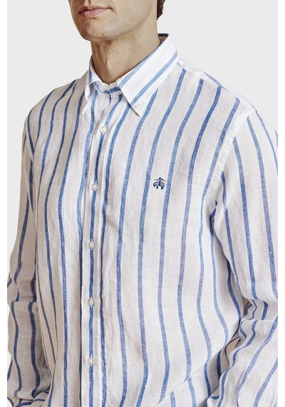 Brooks Brothers % 100 Keten Düğmeli Yaka Çizgili Gömlek Erkek Gömlek Bbss26msh013175 Mavi-beyaz Brooks Brothers % 100 Keten Düğmeli Yaka Çizgili Gömlek Erkek Gömlek Bbss26msh013175 Mavi-beyaz