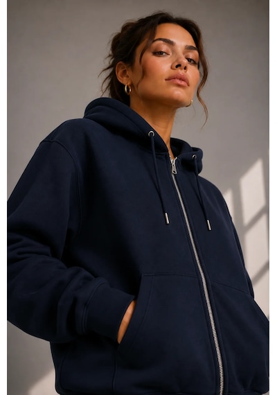 Bb Butik Basic Kadın Oversize Fermuarlı Kapüşonlu Sweatshirt Üç İplik Sweatshirt Hırka My3535 Lacivert Bb Butik Basic Kadın Oversize Fermuarlı Kapüşonlu Sweatshirt Üç İplik Sweatshirt Hırka My3535 Lacivert
