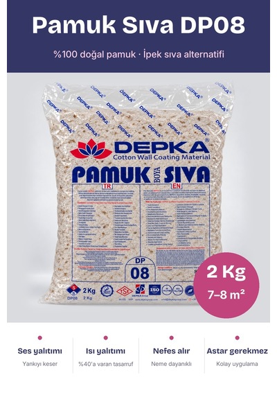 Depka Pamuk Sıva Dp08 2 Kg 7-8 M² İpek Sıva Alternatifi Isı Ve Ses Yalıtımlı Dekoratif Sıva
