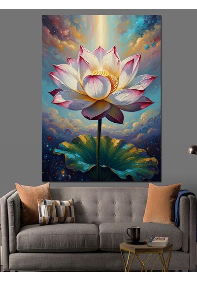 Ahşap Tablo Su Üzerinde Açan Pembe Lotus
