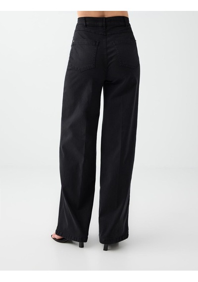 Jimmy Key Jimmy Key Siyah Normal Bel İspanyol Paça Dokuma Uzun Pantolon 6sw185482900