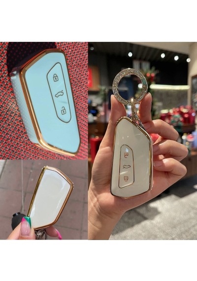 Gma Keys Lüx Volkswagen Golf 8 Uyumlu 2021 Model Ve Üstü Siyah Nano Anahtar Kılıfı Beyaz Gold