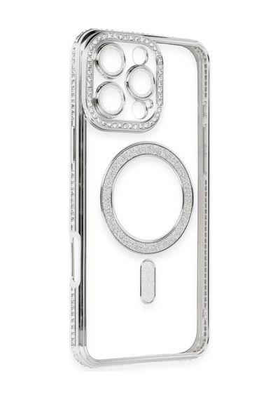 Newface Apple İphone 16 Pro Kılıf Joke Simli Magneticsafe Kılıf - Gümüş