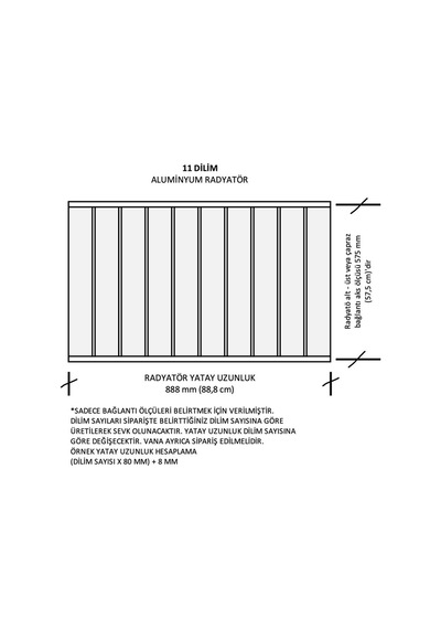 Alüminyum Panel Radyatör Klasik 600x11 Dilim Ral 9010 Radyatör