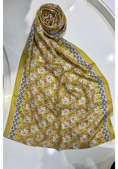 Cardion Lunira Silk Pamuk İpek Şal Sweet Line Hardal