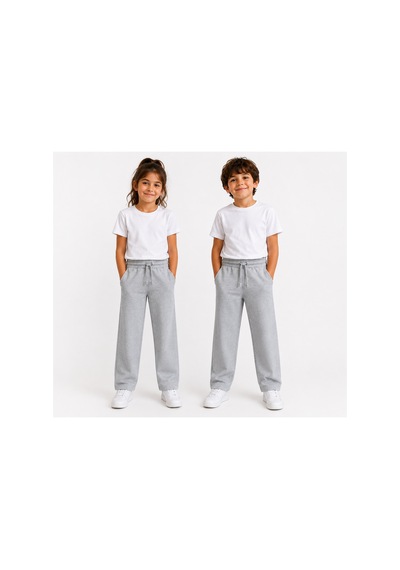Luess Unisex Çocuk Gri Melanj Az Şardonlu Okul Eşofman Alt