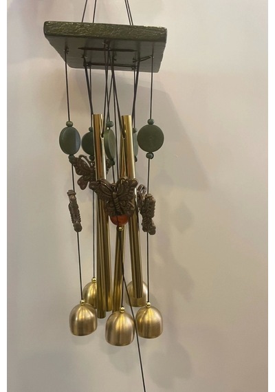 Deprem Zili Çanı Duvar Rüzgar Çanı Zili Feng Shui Ejderha Yılı Metal Borulu Kelebek Objeli