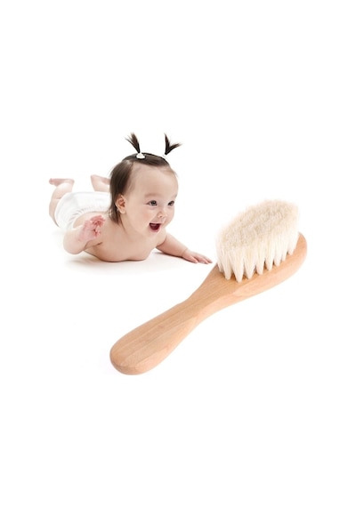 Ahşap Bebek Tarağı %100 Doğal Keçi Kılı Bebek Saç Fırçası Keçi Kılı Bebek Tarağı Çocuk Saç Fırçası