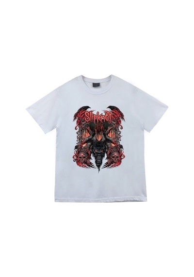 Stoned&Fame Unisex Beyaz Slipknot Baskılı T-shirt Beyaz