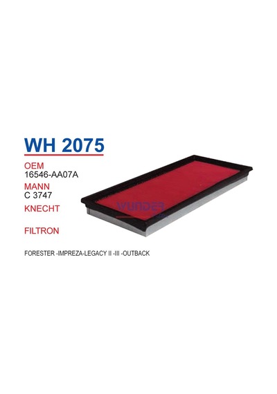 WUNDER WH2075 HAVA FİLTRESİ - FORESTER -IMPREZA-LEGACY II -III -O