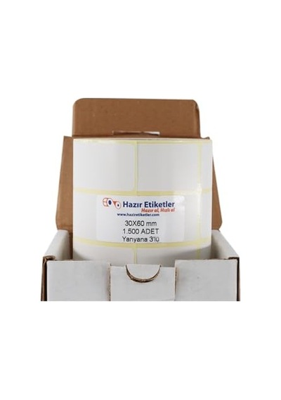 Pp Opak Etiket 30mm X 60mm 1500 Adet Yan Yana 3 Lü 1