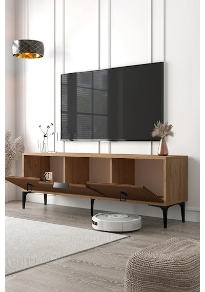3503 Neva Tv Ünitesi 150 Cm 3 Kapaklı Kaplan - Sepet Tv Sehpası