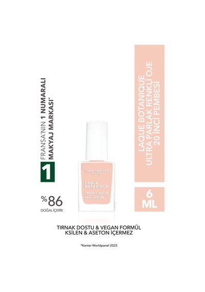 Yves Rocher Laque Botanique Ultra Parlak Renkli Oje - 20 İnci Pembesi Tırnak Dostu & Vegan