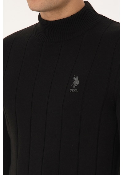 U.S. Polo Assn. Erkek Slim Fit Boğazlı Yaka Siyah Kazak 50315019-VR046
