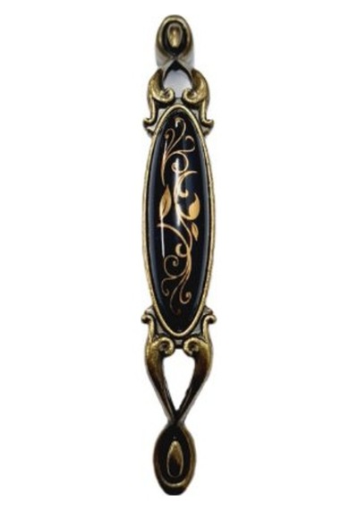 Miray 96 Mm Metal Antik Sarı Siyah Porselen Desenli / 5 Adet Antik