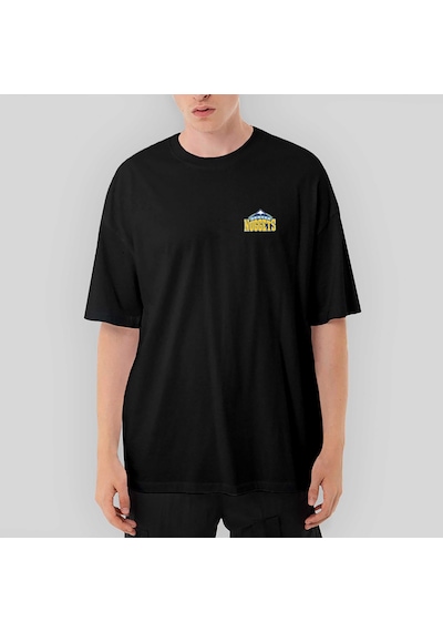 Denver Nuggets Logo Oversize Siyah Tişört Siyah