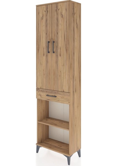 Arges Dolap 3 Raflı Tek Çekmeceli Tek Askılı 60x30x221 Çam-çam Çam